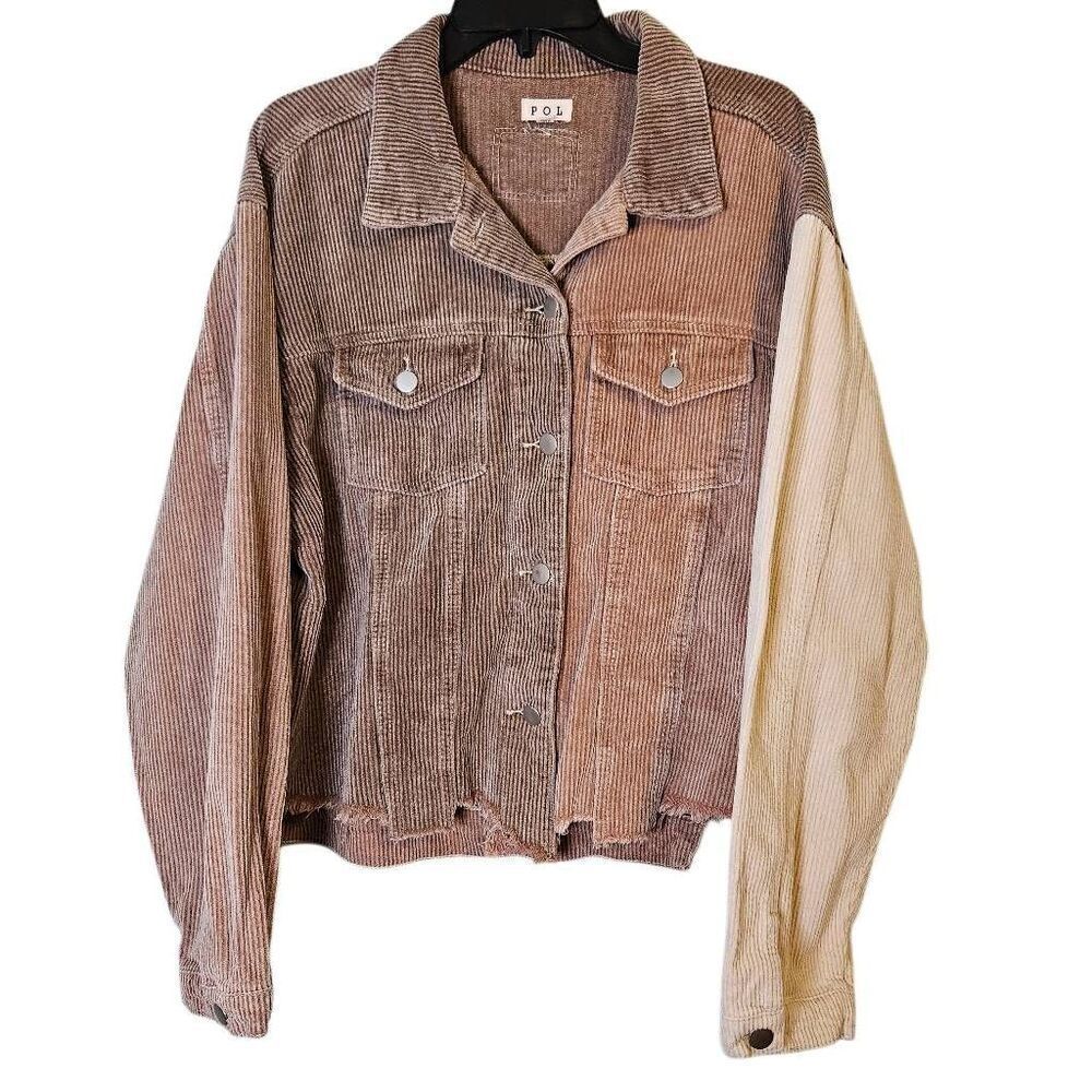 POL corduroy jacket, box cut tan/cream. Size L.
